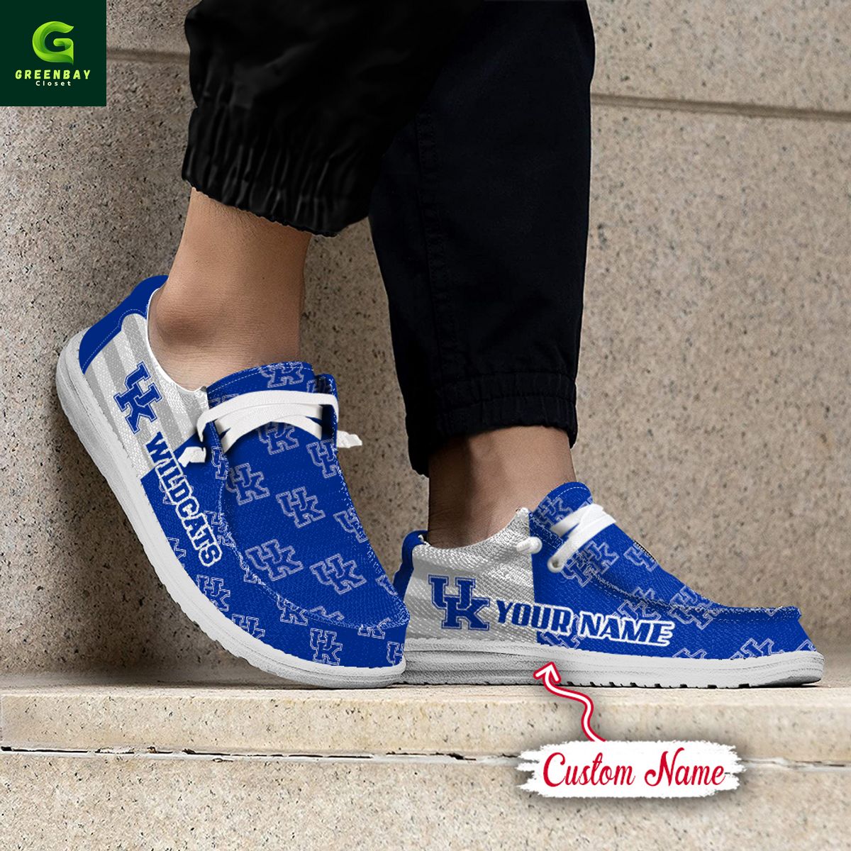 JWFancy Kentucky Wildcats Hey Dude Shoes Wally Men's Lace Up Loafers Comfortable For Men And Women