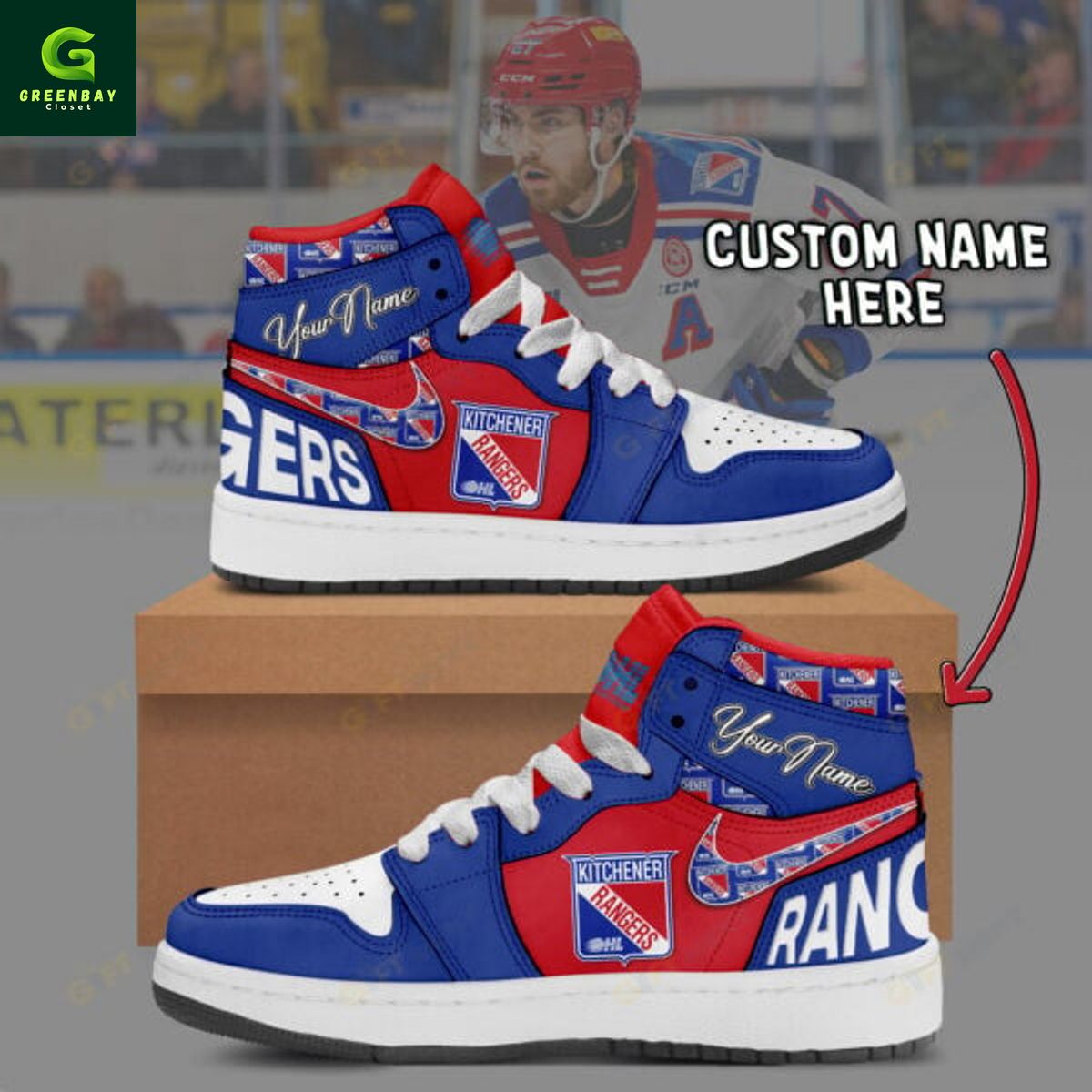 JWFancy Kitchener Rangers AJ1 High Sneakers Shoes For Men And Women
