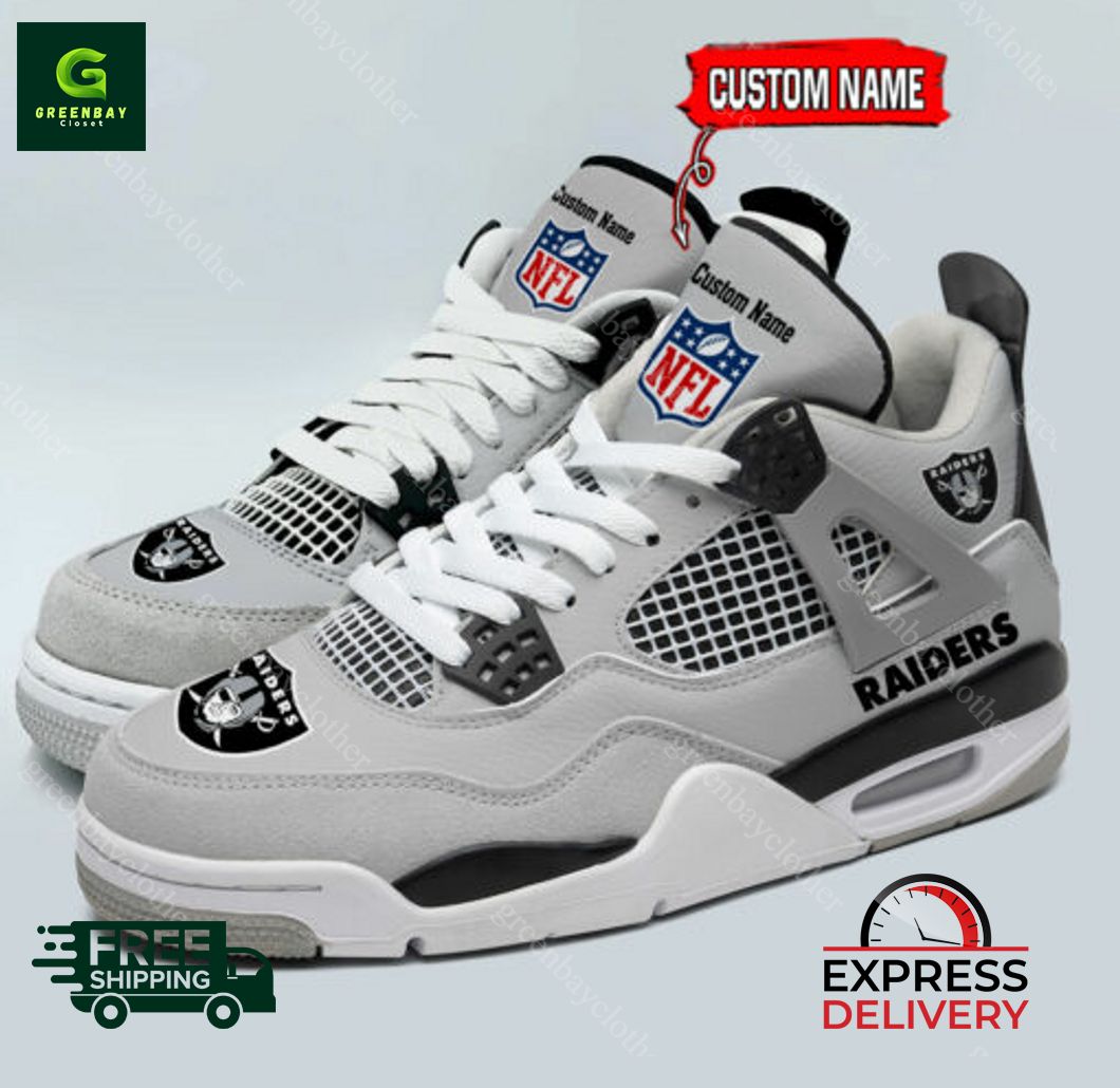 JWFancy Las Vegas Raiders AJ4 Sneakers Shoes For Men And Women