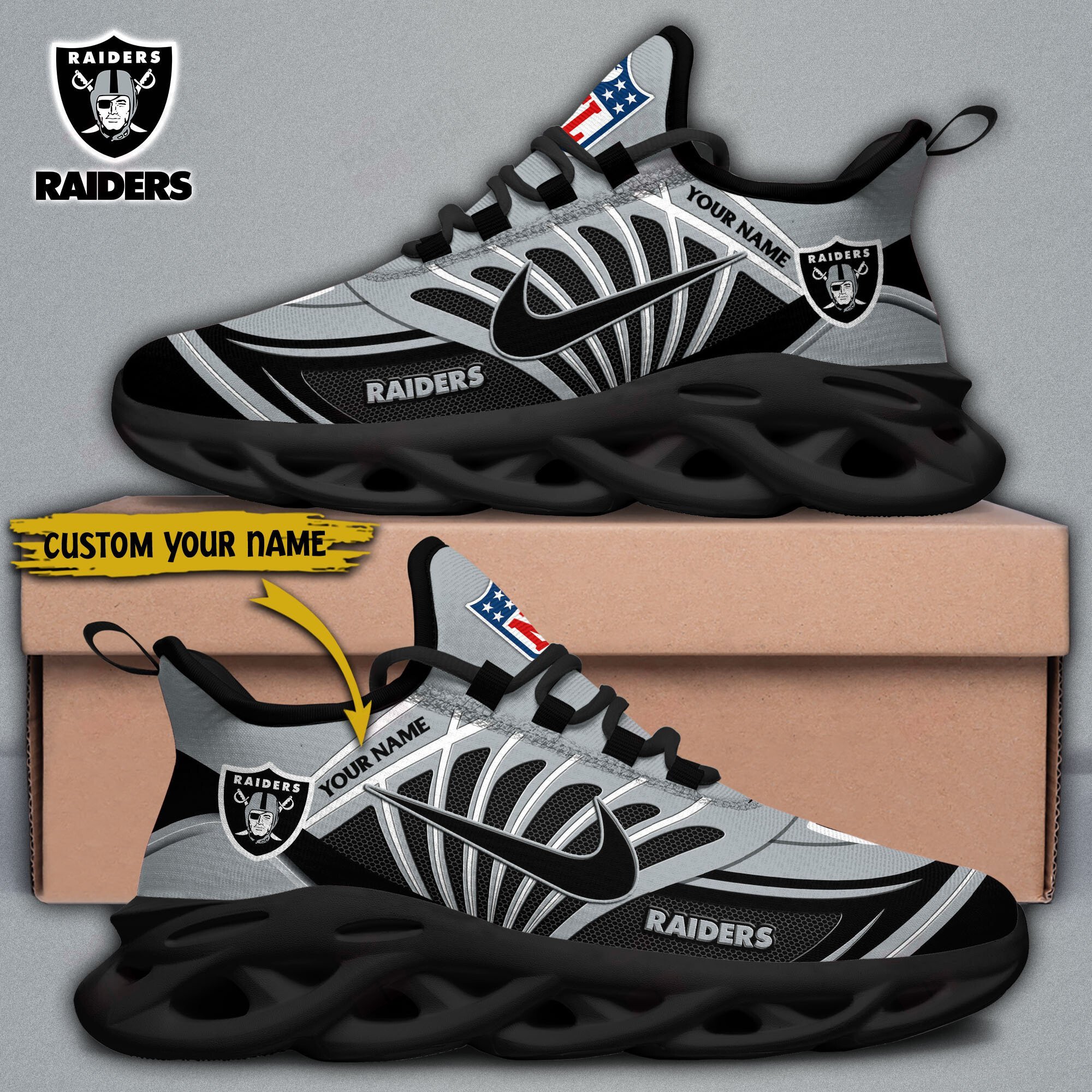 JWFancy Las Vegas Raiders Max Soul Shoes Sneakers For Men And Women