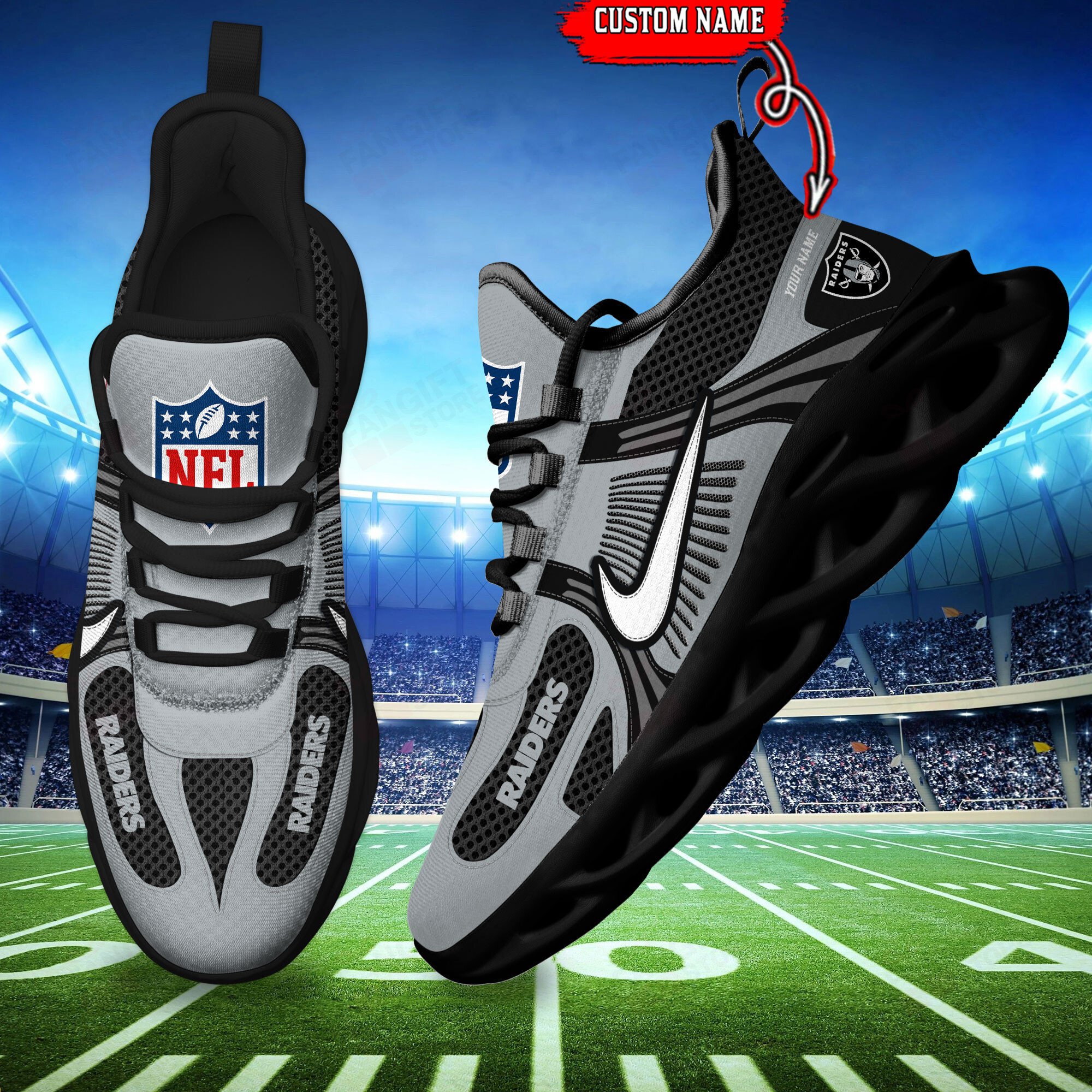 JWFancy Las Vegas Raiders Max Soul Shoes Sneakers For Men And Women