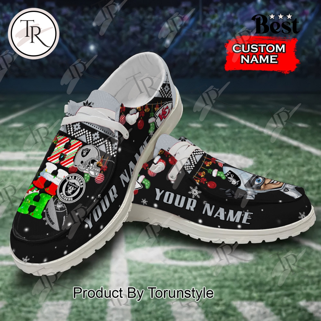 JWFancy Las Vegas Raiders x Christmas Personalized Hey Dude Shoes For Men And Women