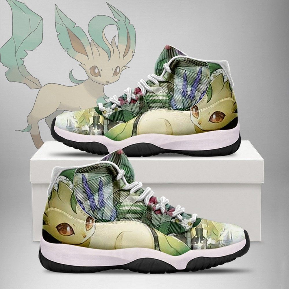 JWFancy Leafeon Pokemon Black AJ11 Sneakers Shoes For Men And Women