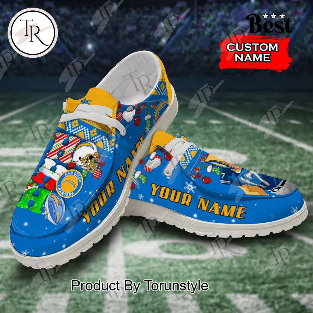 JWFancy Los Angeles Chargers x Christmas Personalized Hey Dude Shoes For Men And Women