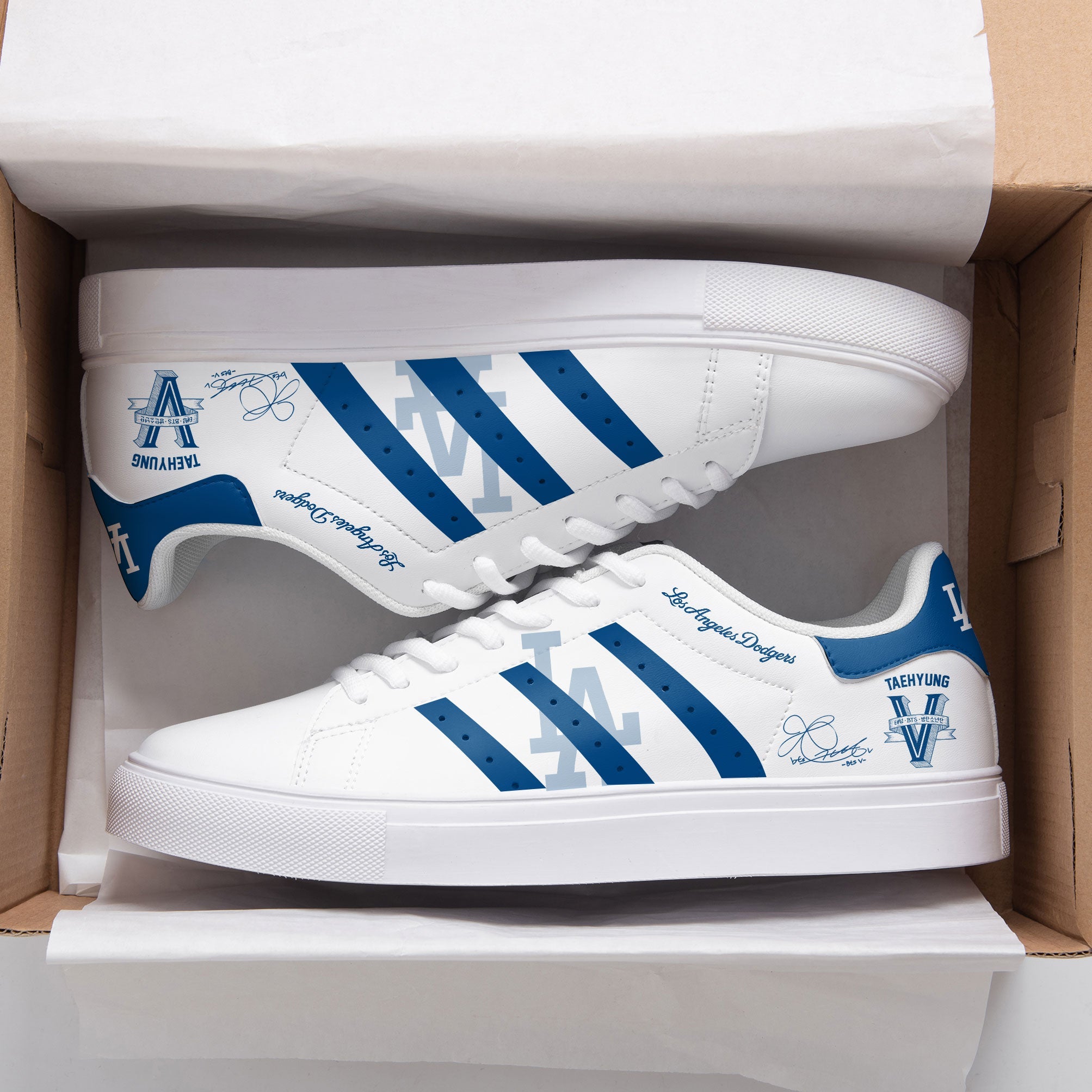 JWFancy Los Angeles Dodgers x V BTS Skate Stan Shoes Sneakes For Men And Women