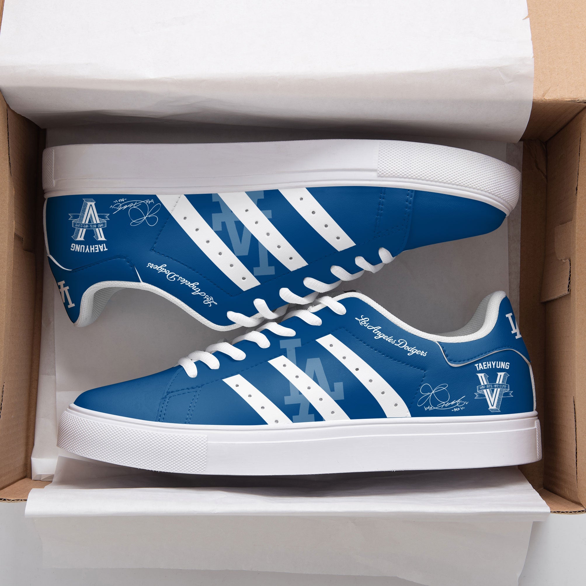 JWFancy Los Angeles Dodgers x V BTS Skate Stan Shoes Sneakes For Men And Women