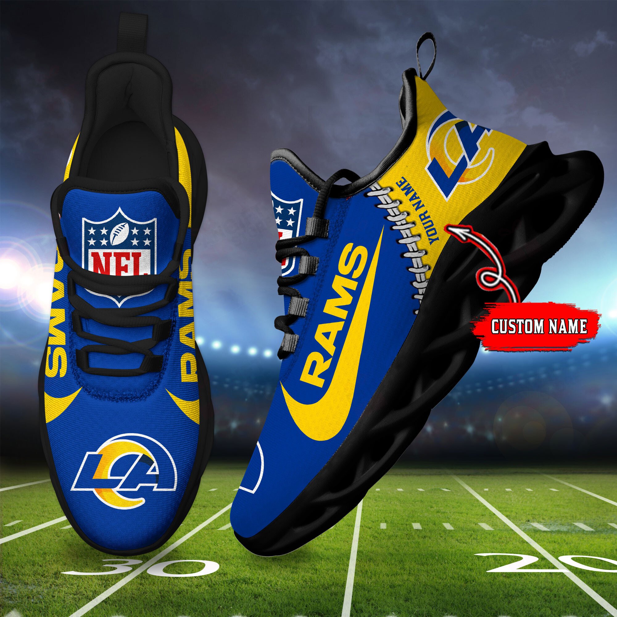 JWFancy Los Angeles Rams Max Soul Shoes Sneakers For Men And Women