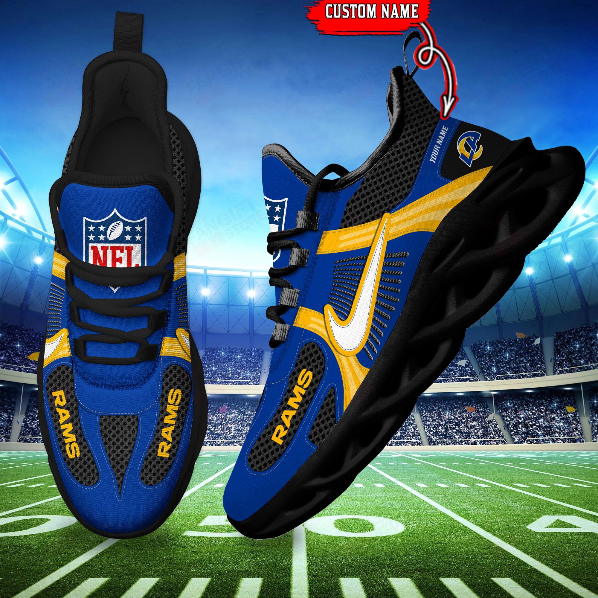 JWFancy Los Angeles Rams Max Soul Shoes Sneakers For Men And Women
