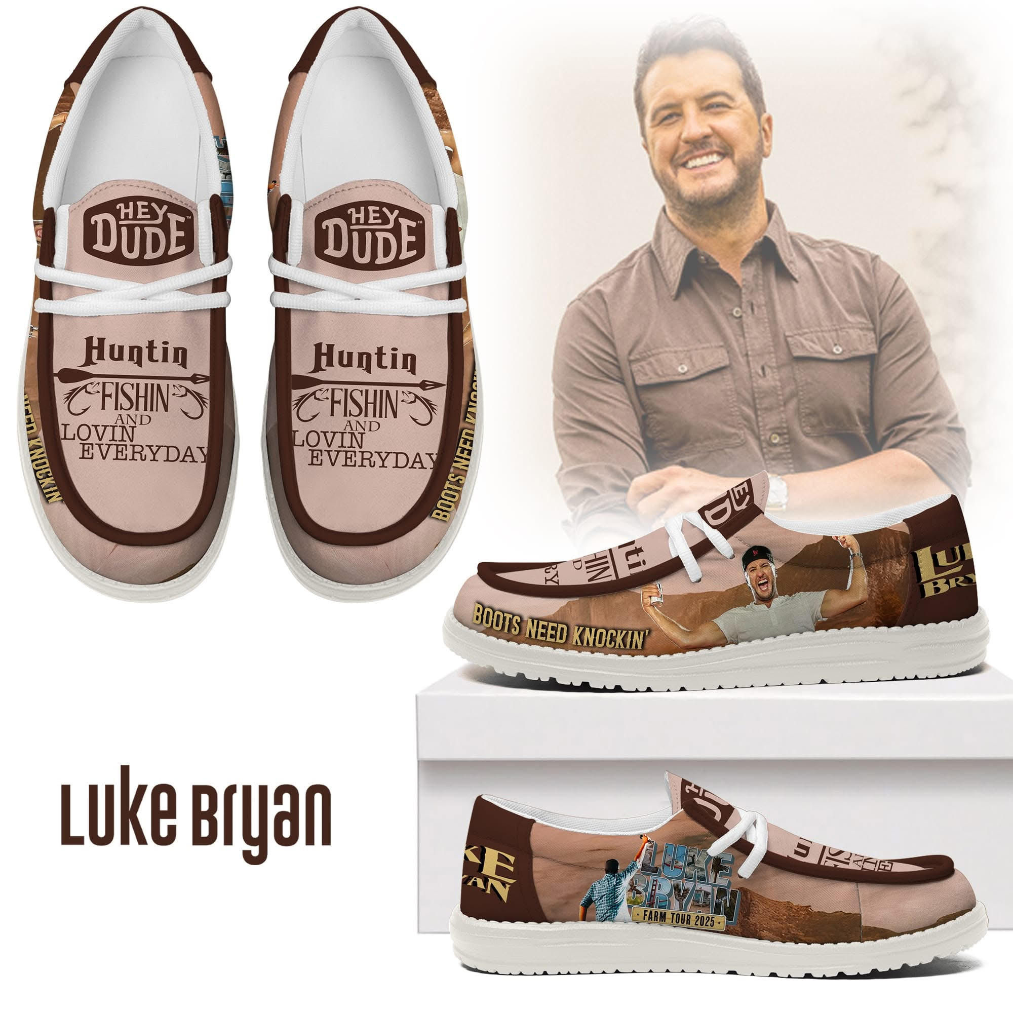 JWFancy Luke Bryan Hey Dude Shoes Wally Men’s Lace Up Loafers Comfortable For Men And Women