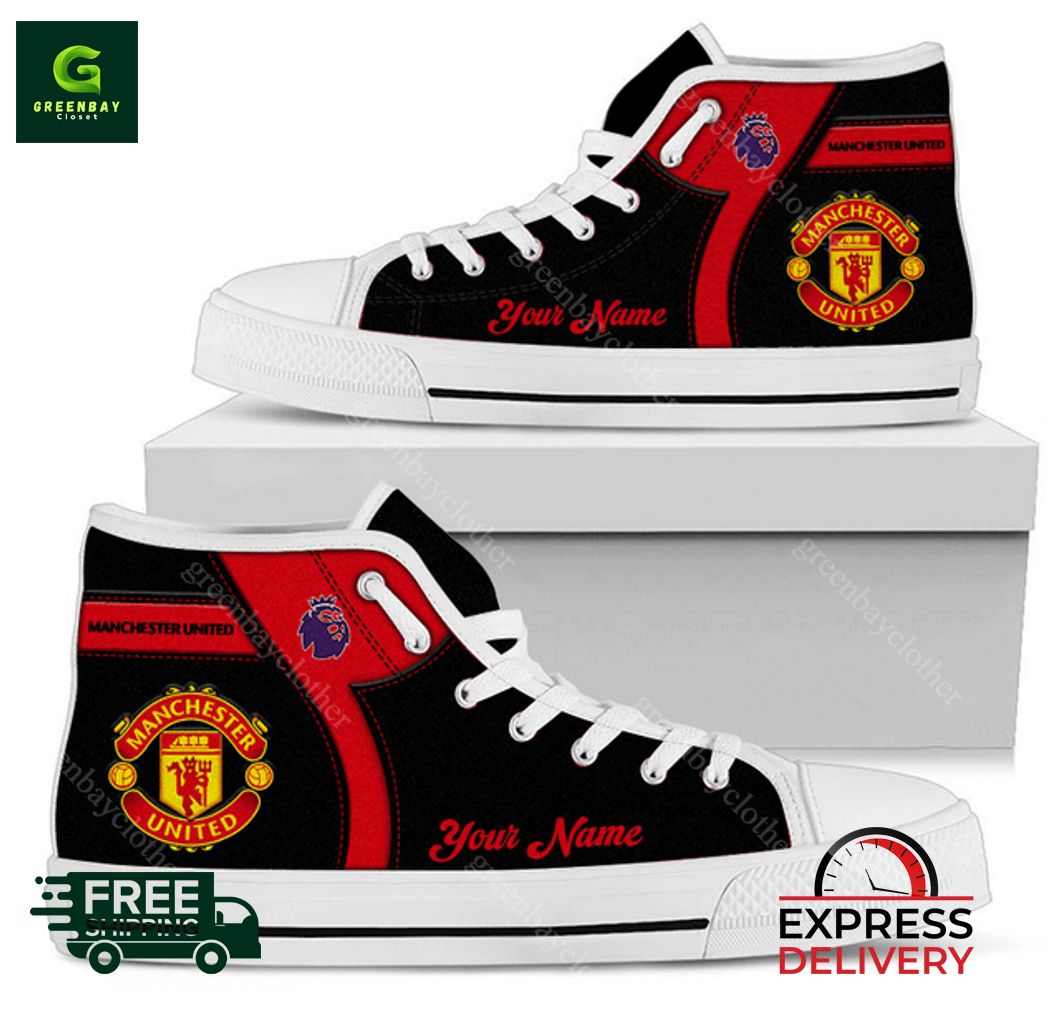 JWFancy Manchester United High Top Canvas Sneakers Shoes For Men And Women