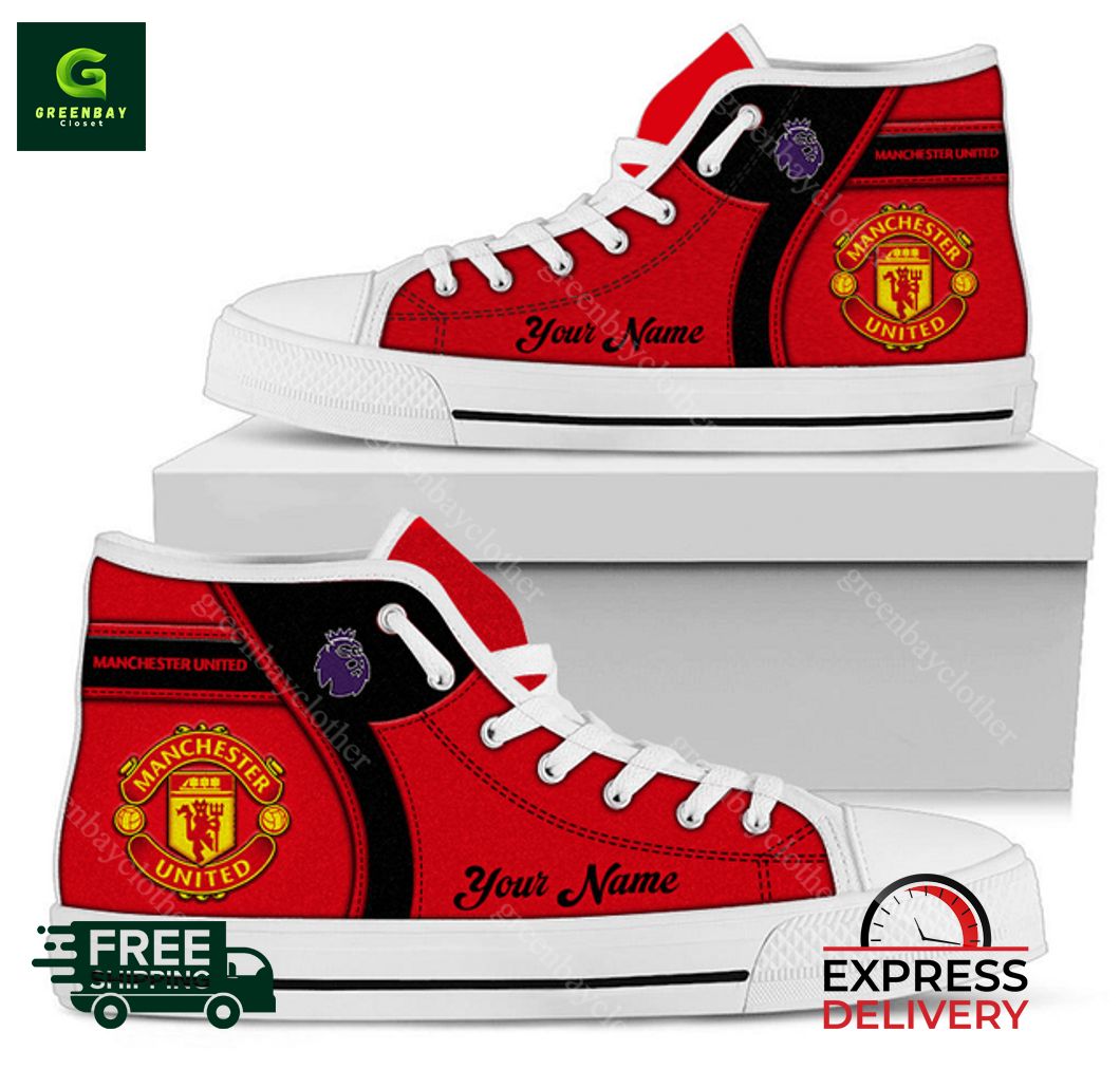 JWFancy Manchester United High Top Canvas Sneakers Shoes For Men And Women