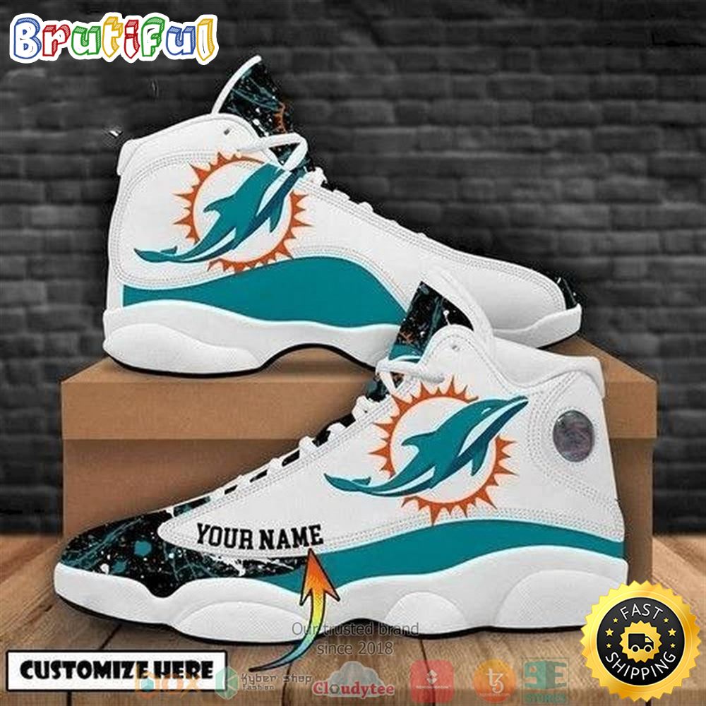 JWFancy Miami Dolphins AJ13 Sneakers Shoes For Men And Women