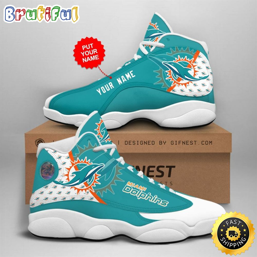 JWFancy Miami Dolphins AJ13 Sneakers Shoes For Men And Women