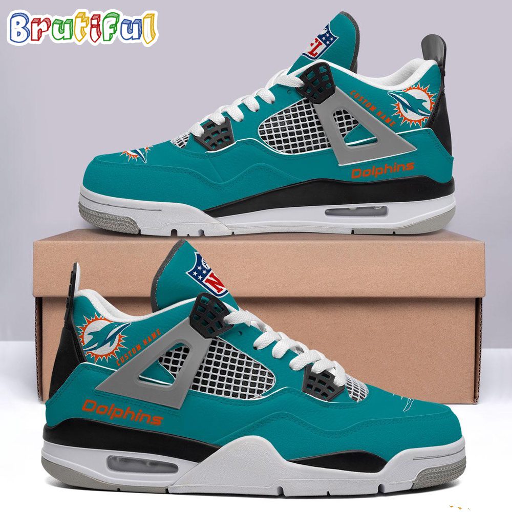 JWFancy Miami Dolphins AJ4 Sneakers Shoes For Men And Women