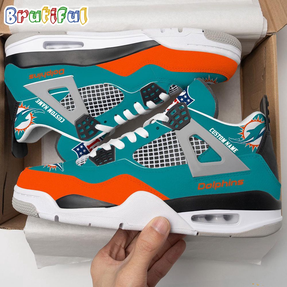 JWFancy Miami Dolphins AJ4 Sneakers Shoes For Men And Women
