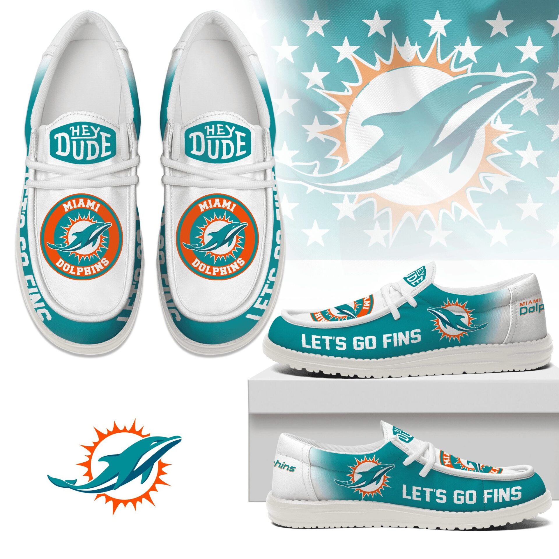 JWFancy Miami Dolphins Hey Dude Shoes Wally Men’s Lace Up Loafers Comfortable For Men And Women