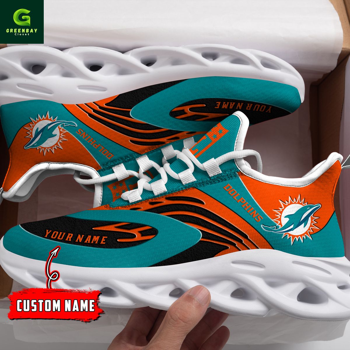 JWFancy Miami Dolphins Max Soul Shoes Sneakers For Men And Women