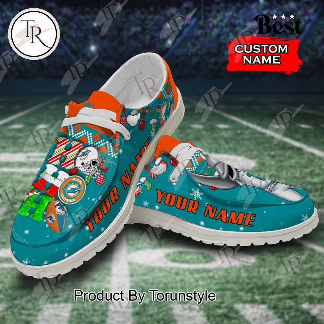 JWFancy Miami Dolphins x Christmas Personalized Hey Dude Shoes For Men And Women