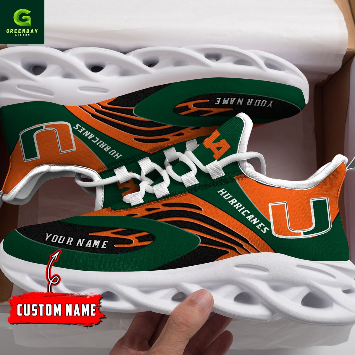 JWFancy Miami Hurricanes Max Soul Shoes Sneakers For Men And Women