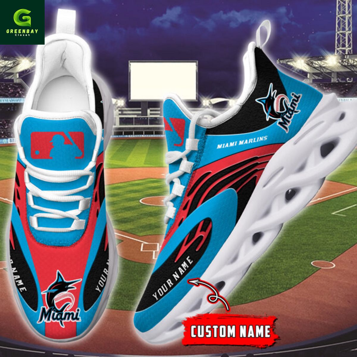 JWFancy Miami Marlins Max Soul Shoes Sneakers For Men And Women