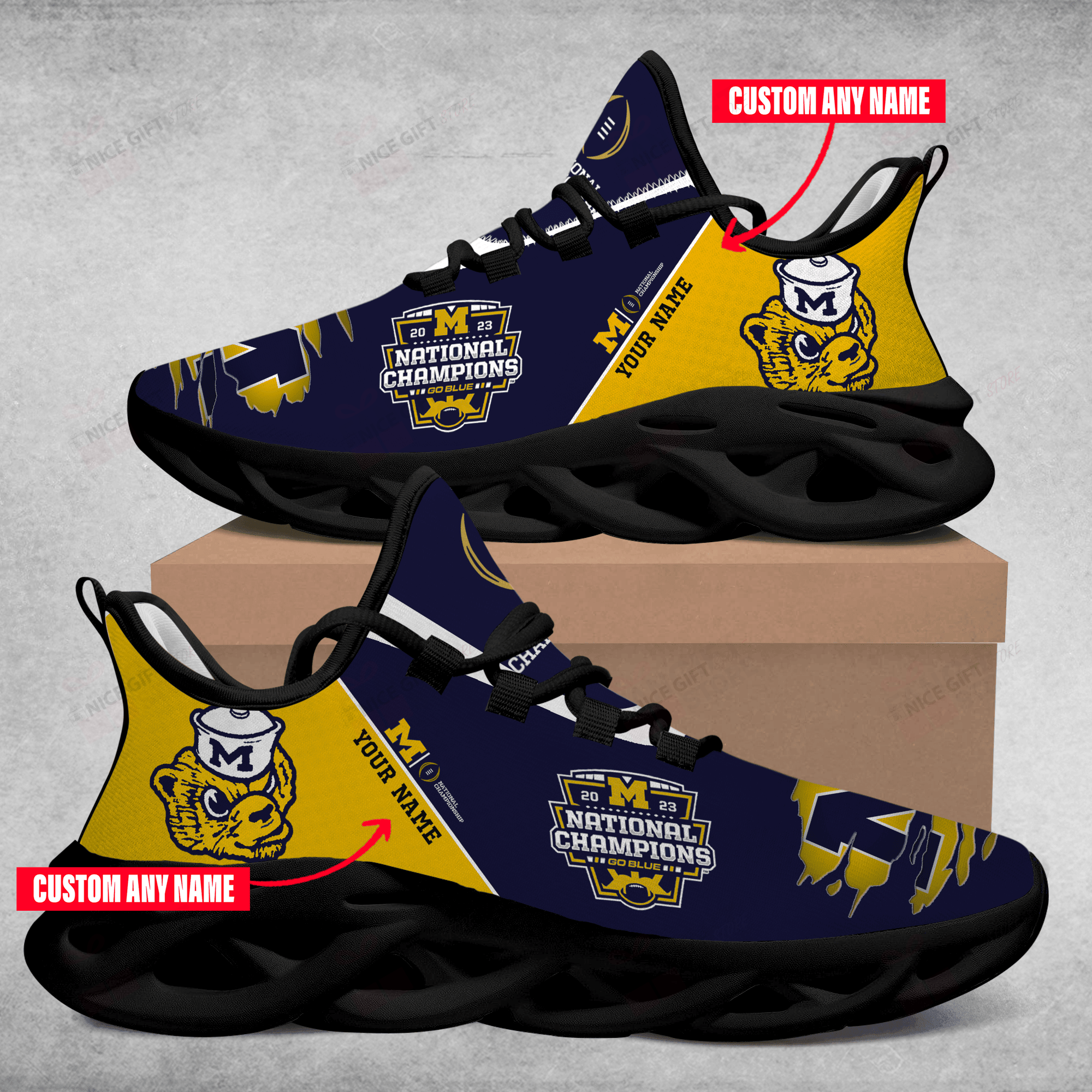 JWFancy Michigan Wolverines Max Soul Shoes Sneakers For Men And Women