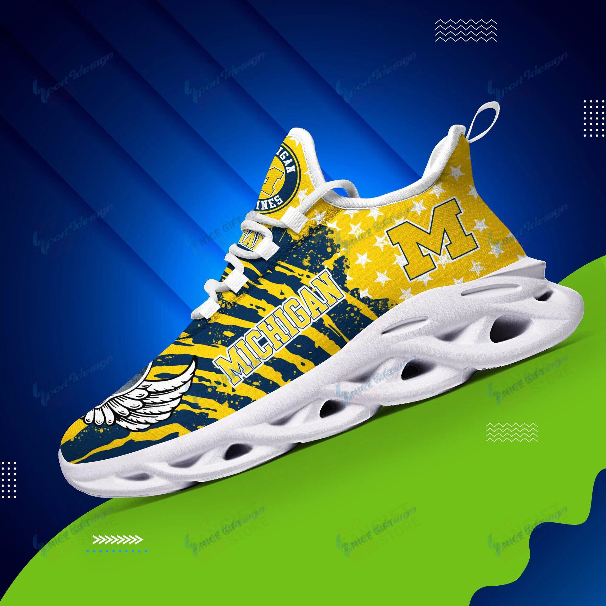 JWFancy Michigan Wolverines Max Soul Shoes Sneakers For Men And Women