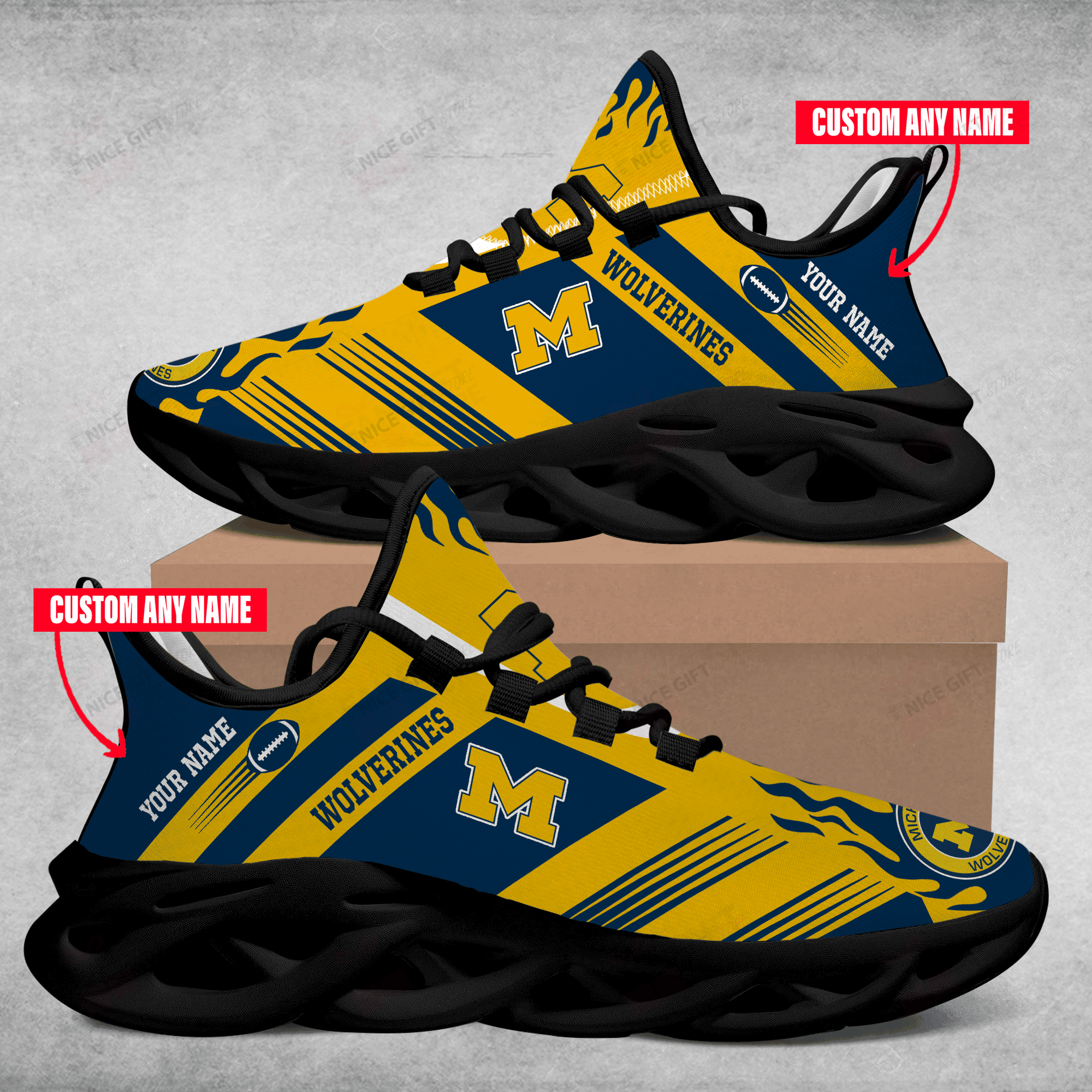 JWFancy Michigan Wolverines  Max Soul Shoes Sneakers For Men And Women