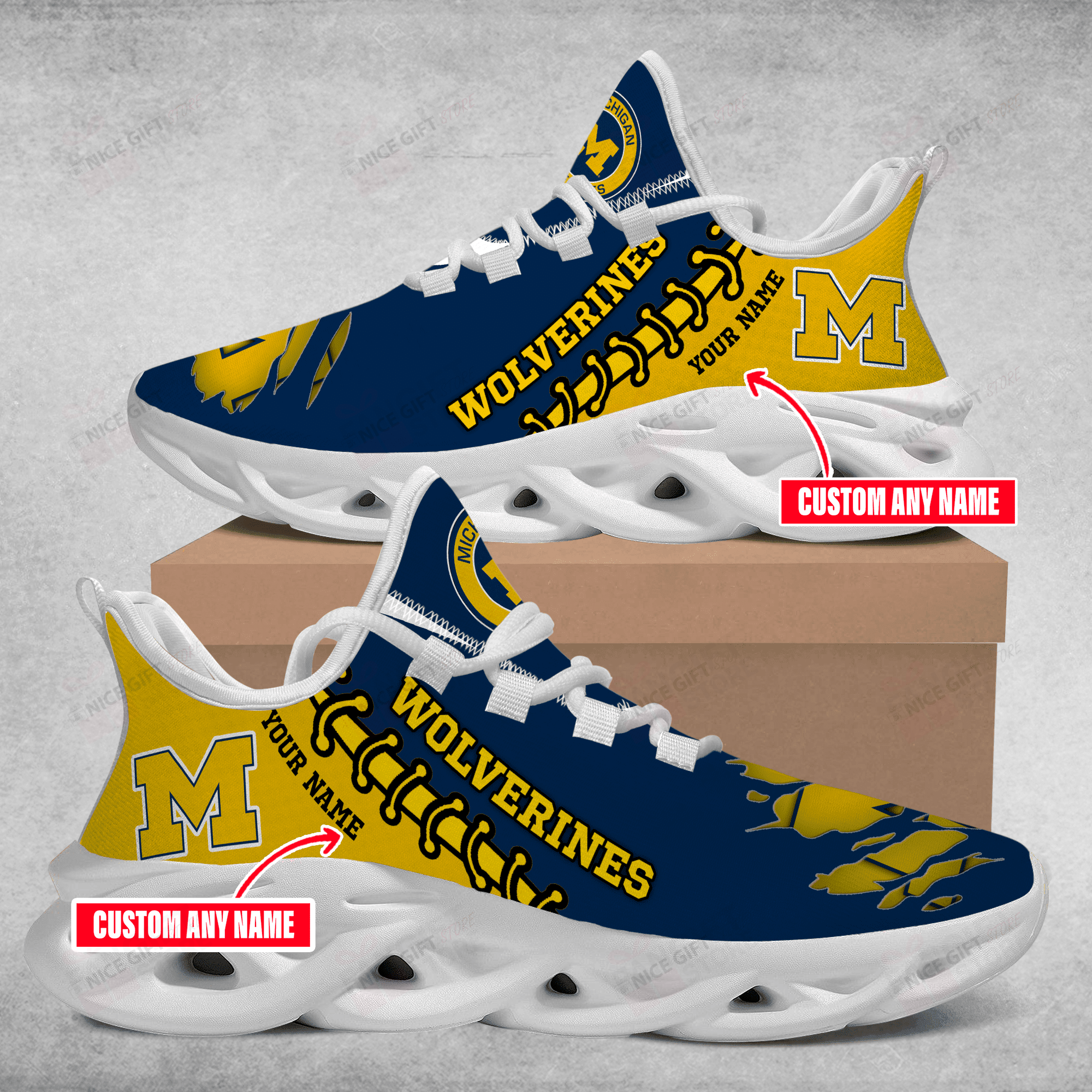 JWFancy Michigan Wolverines Max Soul Shoes Sneakers For Men And Women