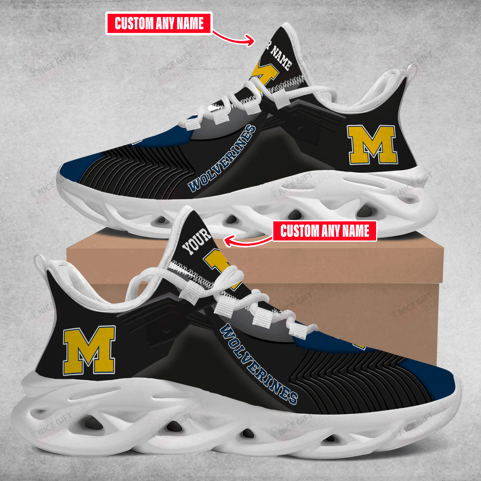 JWFancy Michigan Wolverines Max Soul Shoes Sneakers For Men And Women