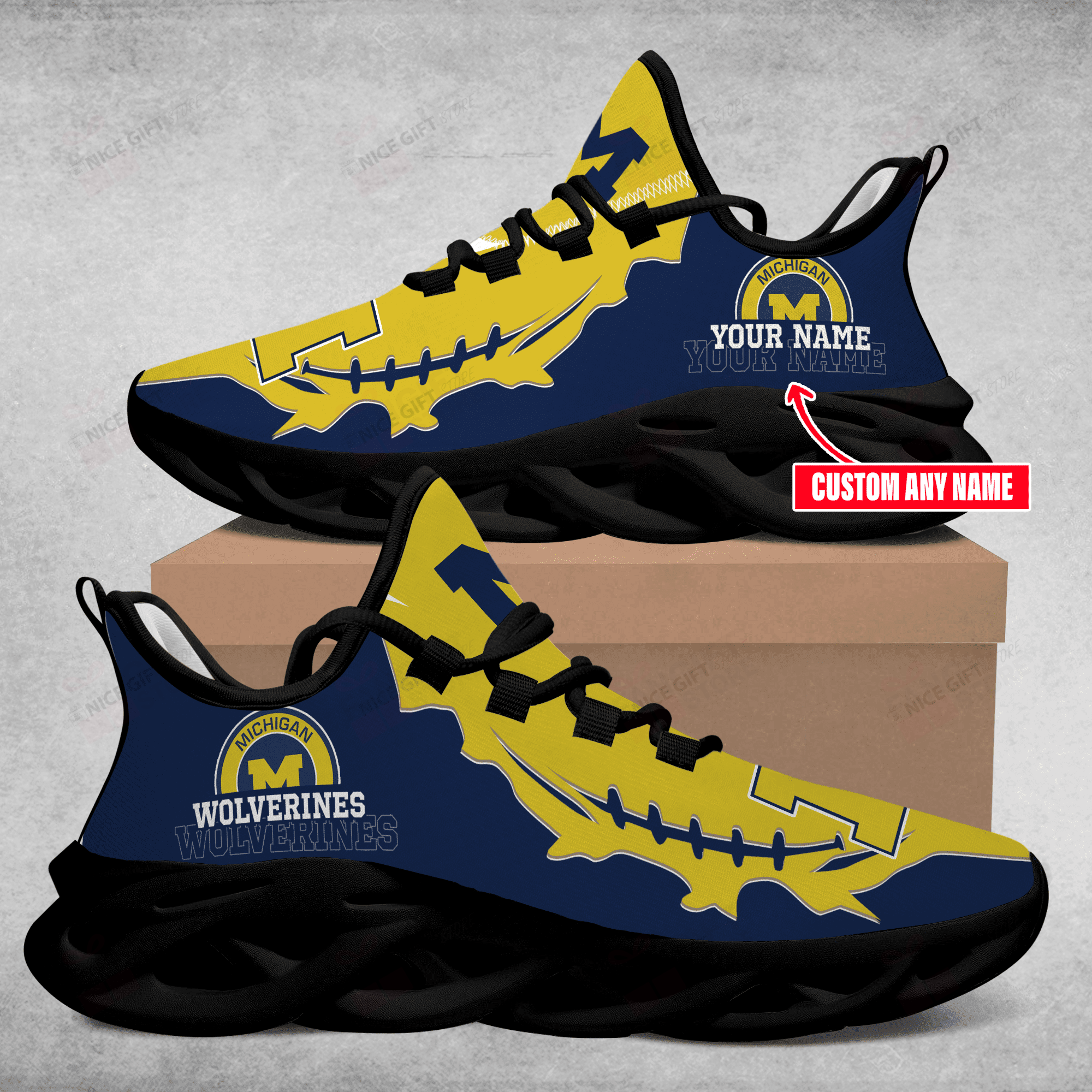 JWFancy Michigan Wolverines Max Soul Shoes Sneakers For Men And Women