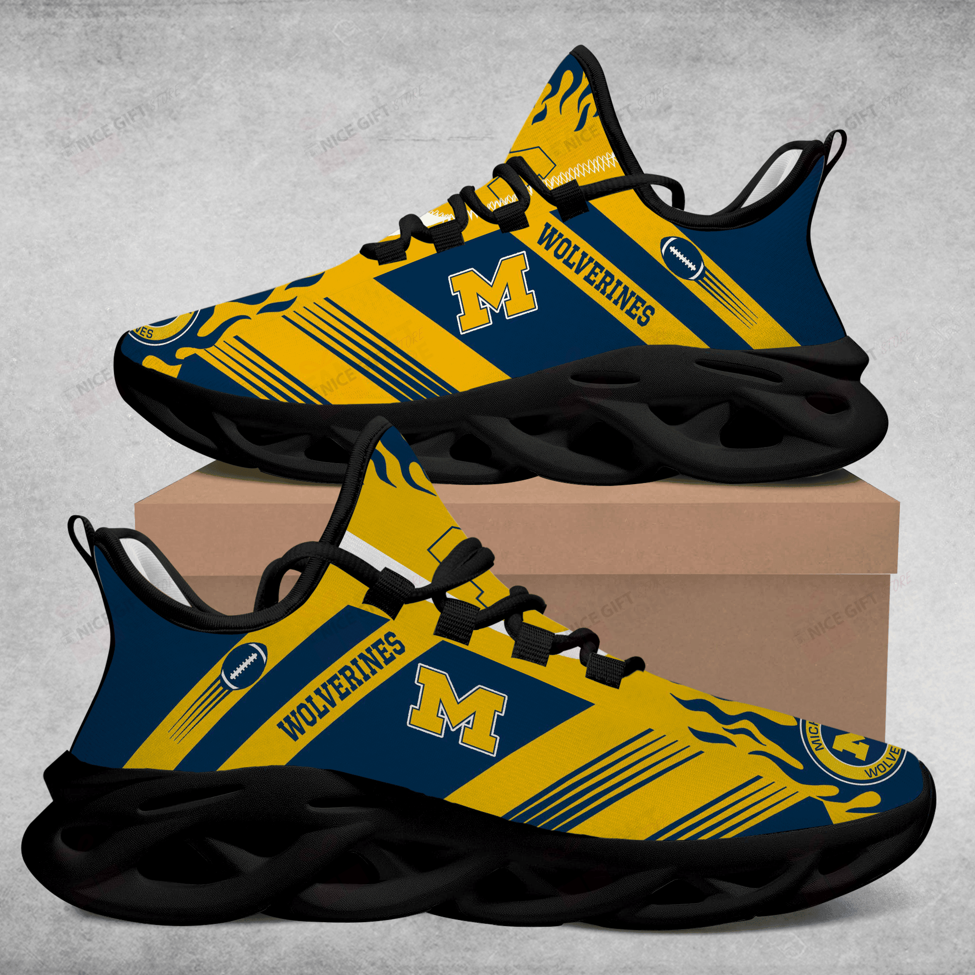 JWFancy Michigan Wolverines Max Soul Shoes Sneakers For Men And Women