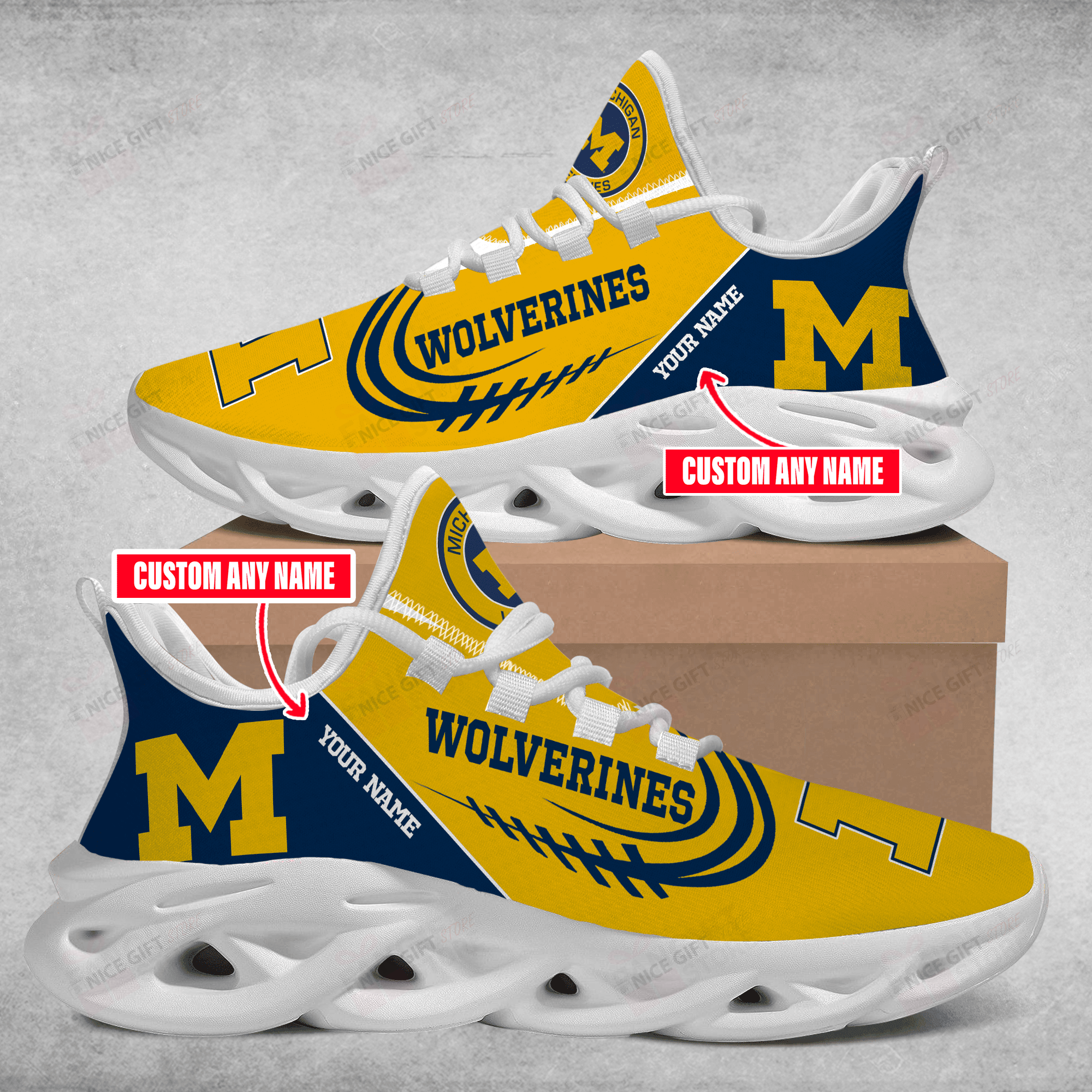 JWFancy Michigan Wolverines Max Soul Shoes Sneakers For Men And Women