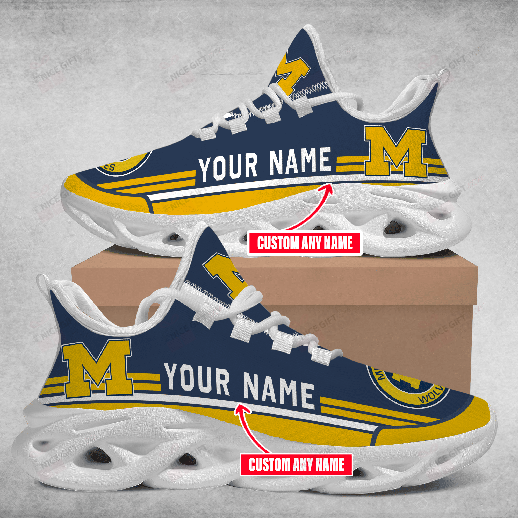 JWFancy Michigan Wolverines Max Soul Shoes Sneakers For Men And Women