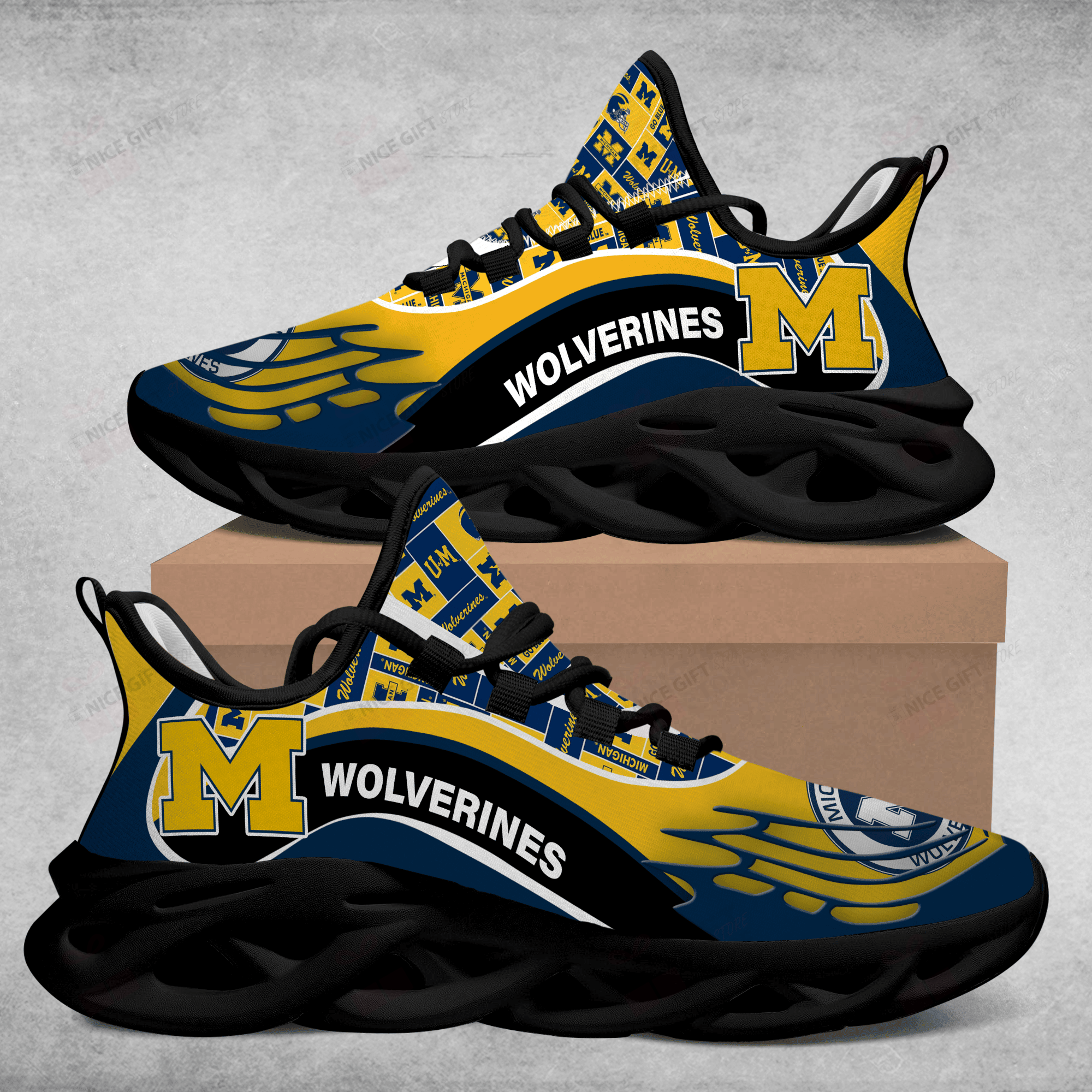 JWFancy Michigan Wolverines Max Soul Shoes Sneakers For Men And Women