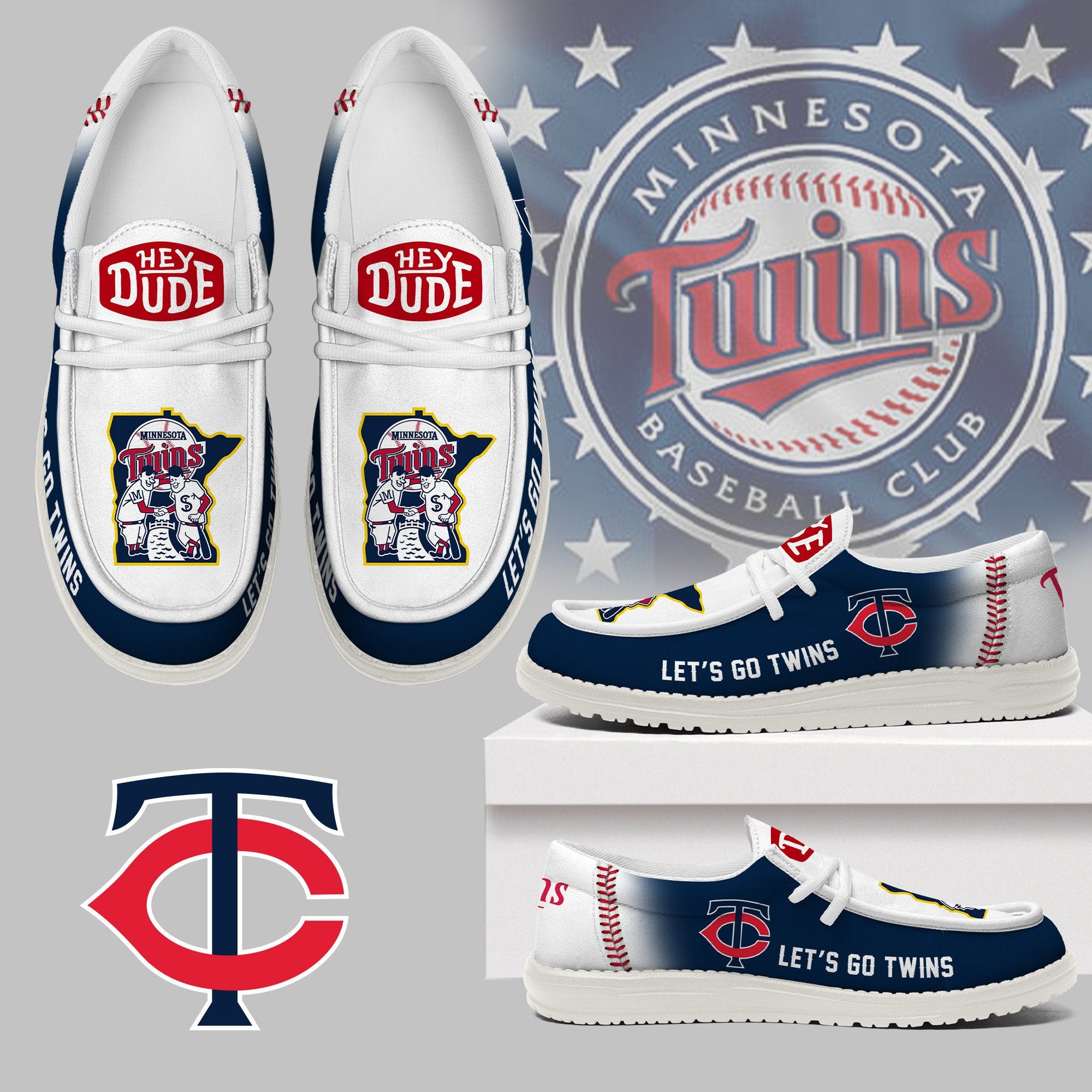 JWFancy Minnesota Twins Hey Dude Shoes Wally Men’s Lace Up Loafers Comfortable For Men And Women