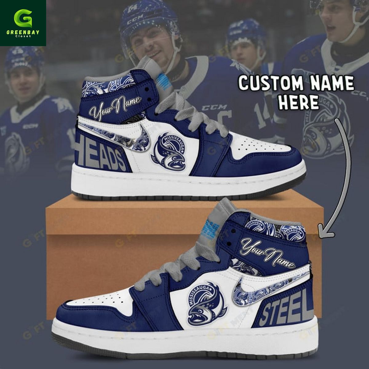 JWFancy Mississauga Steelheads AJ1 High Sneakers Shoes For Men And Women
