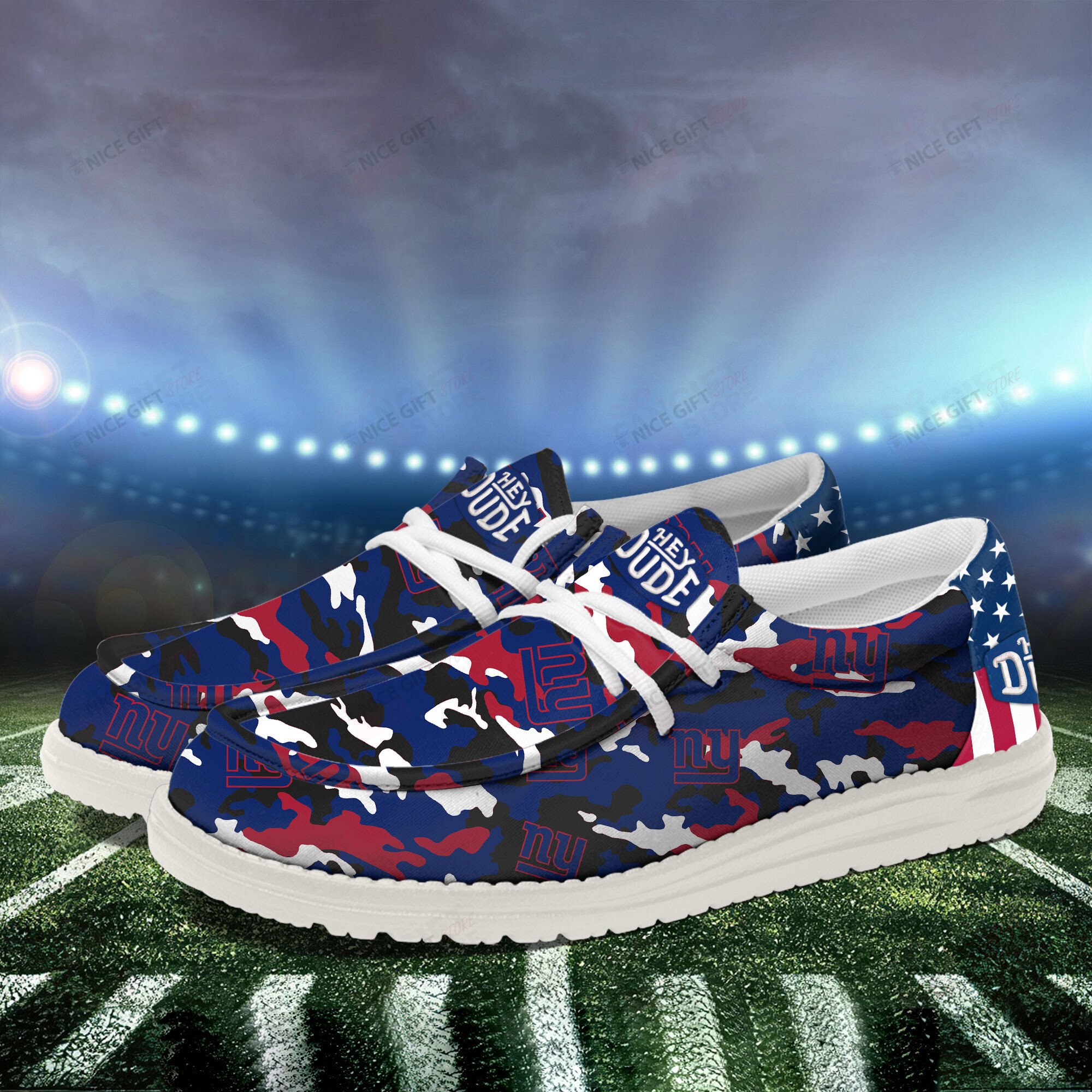JWFancy New York Giants Hey Dude Shoes Wally Men’s Lace Up Loafers Comfortable For Men And Women