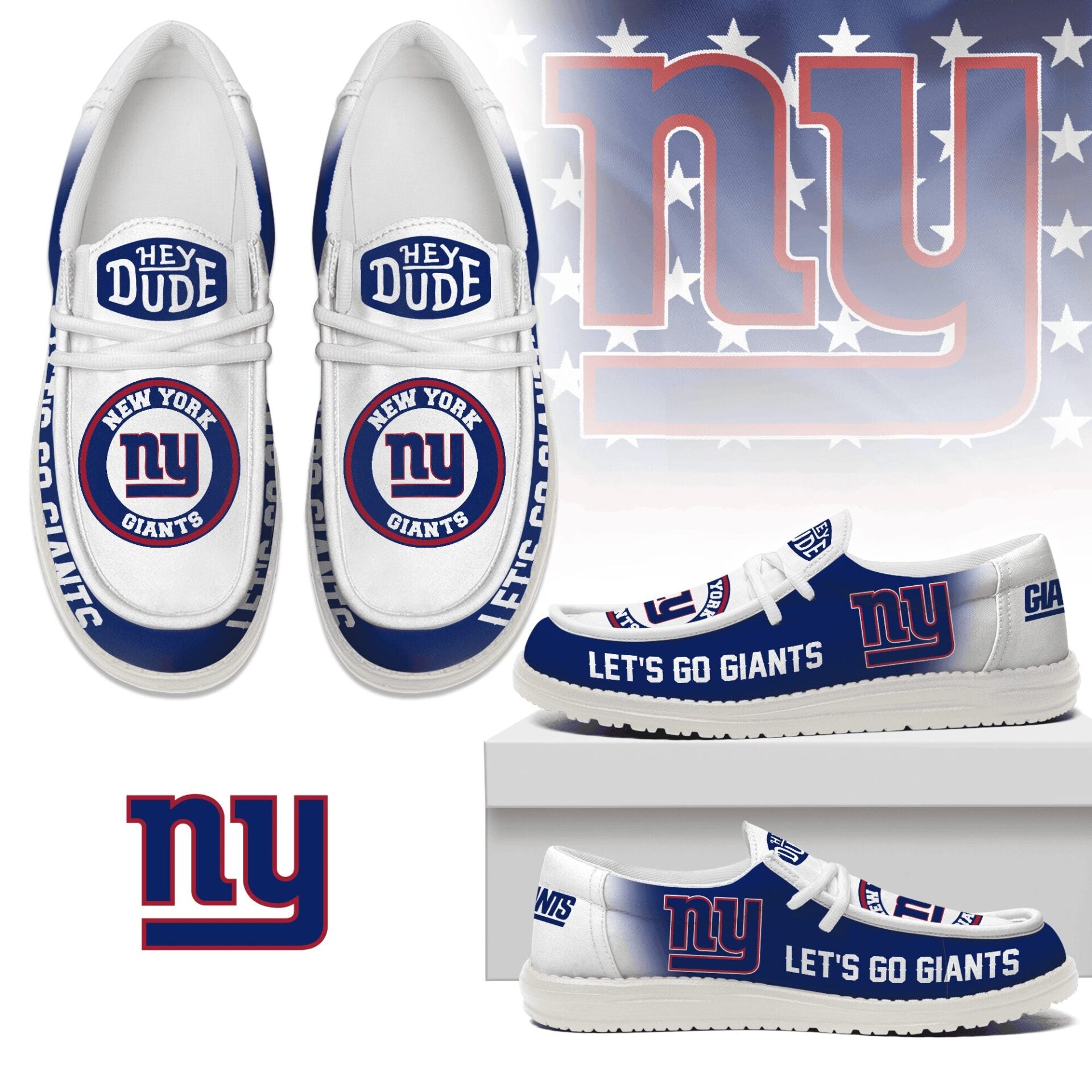 JWFancy New York Giants Hey Dude Shoes Wally Men’s Lace Up Loafers Comfortable For Men And Women