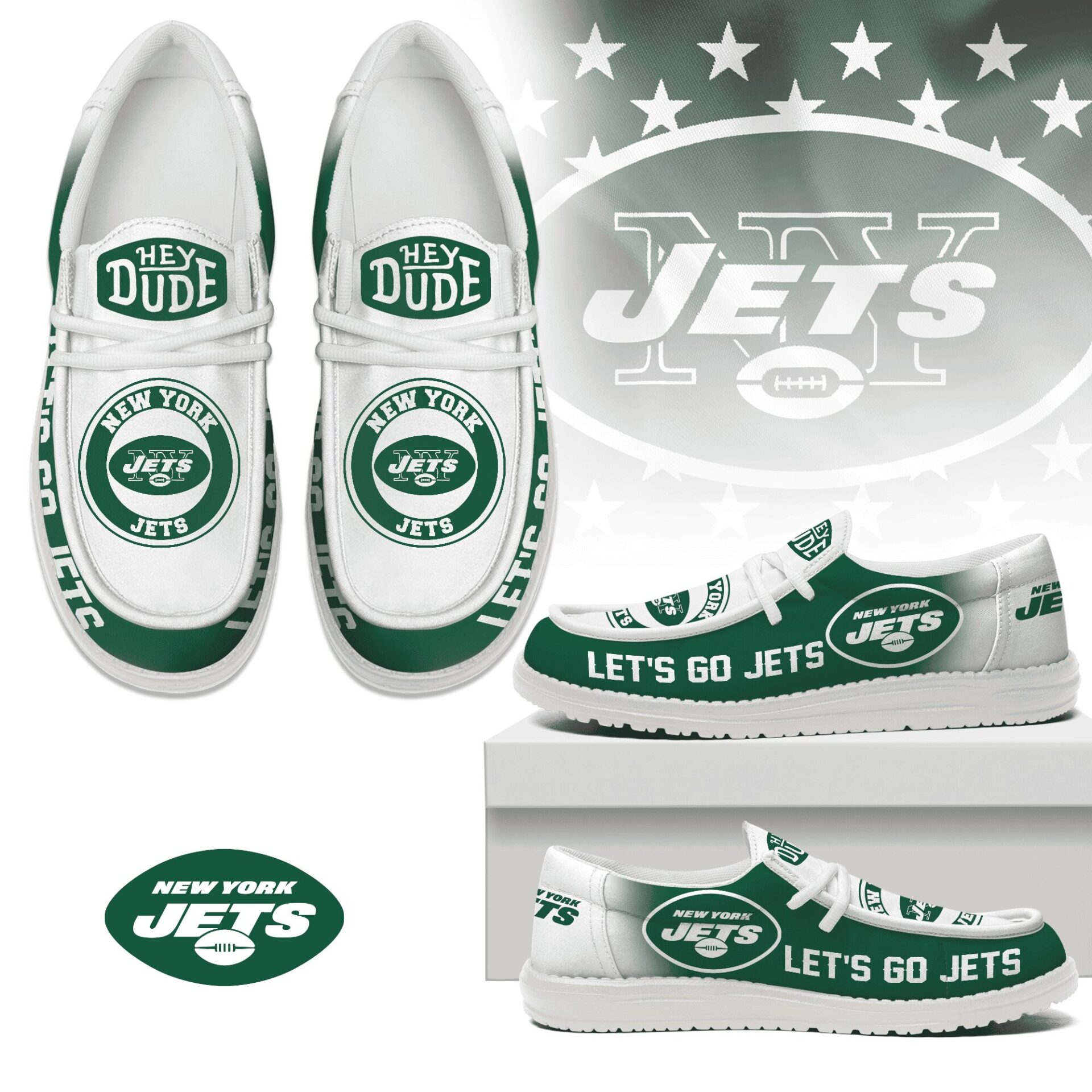 JWFancy New York Jets Hey Dude Shoes Wally Men’s Lace Up Loafers Comfortable For Men And Women