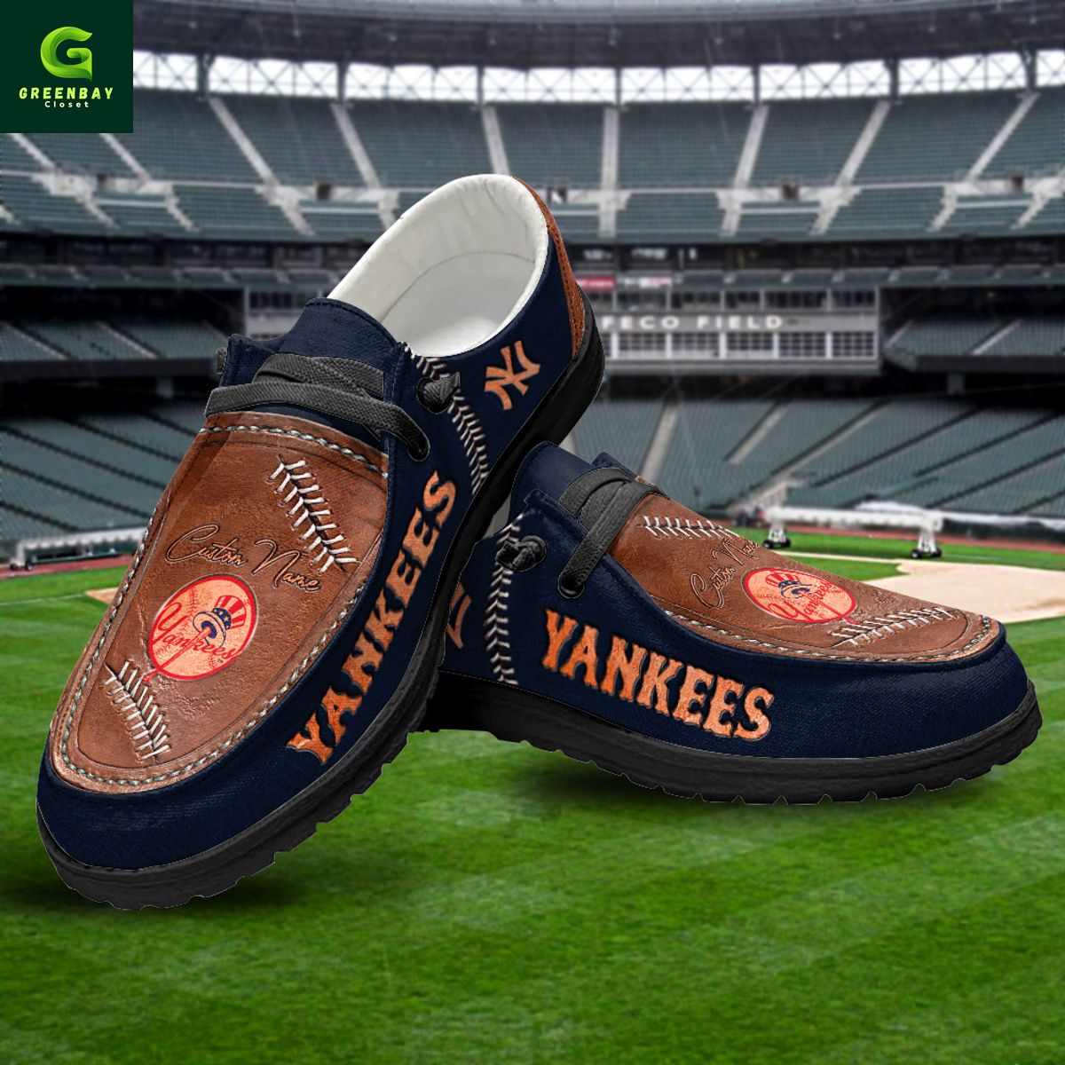 JWFancy New York Yankees Hey Dude Shoes Wally Men's Lace Up Loafers Comfortable For Men And Women