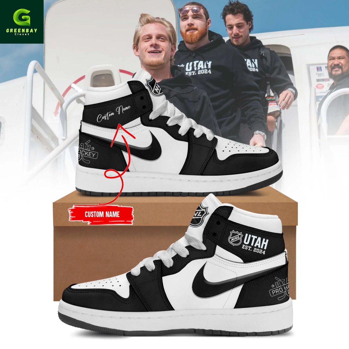 JWFancy NHL UTAH Est 2024 AJ1 High Sneakers Shoes For Men And Women