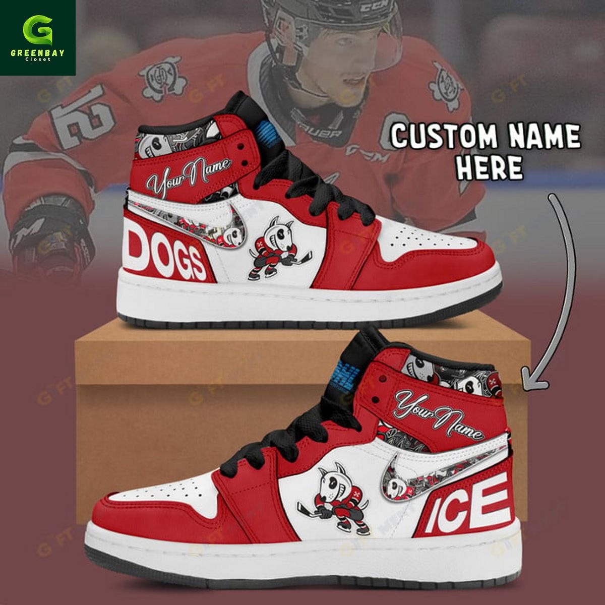 JWFancy Niagara IceDogs AJ1 High Sneakers Shoes For Men And Women