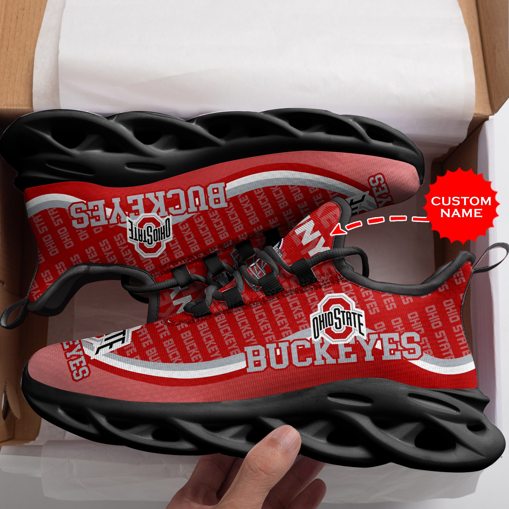 JWFancy Ohio State Buckeyes Max Soul Shoes Sneakers For Men And Women