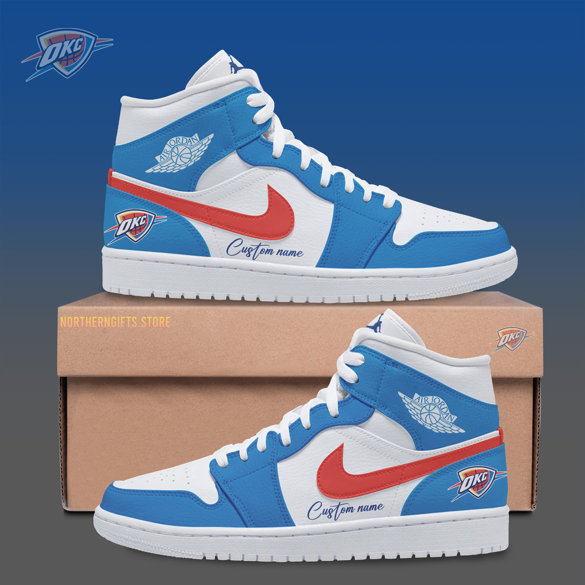 JWFancy Oklahoma City Thunder AJ1 High Sneakers Shoes For Men And Women