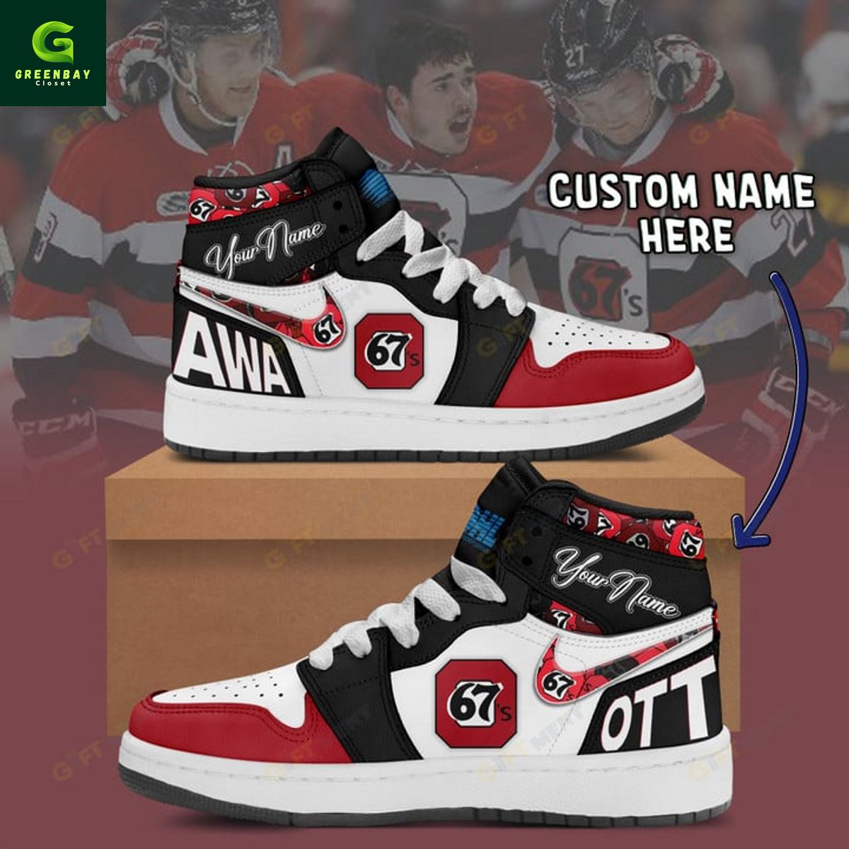 JWFancy Ottawa 67's AJ1 High Sneakers Shoes For Men And Women