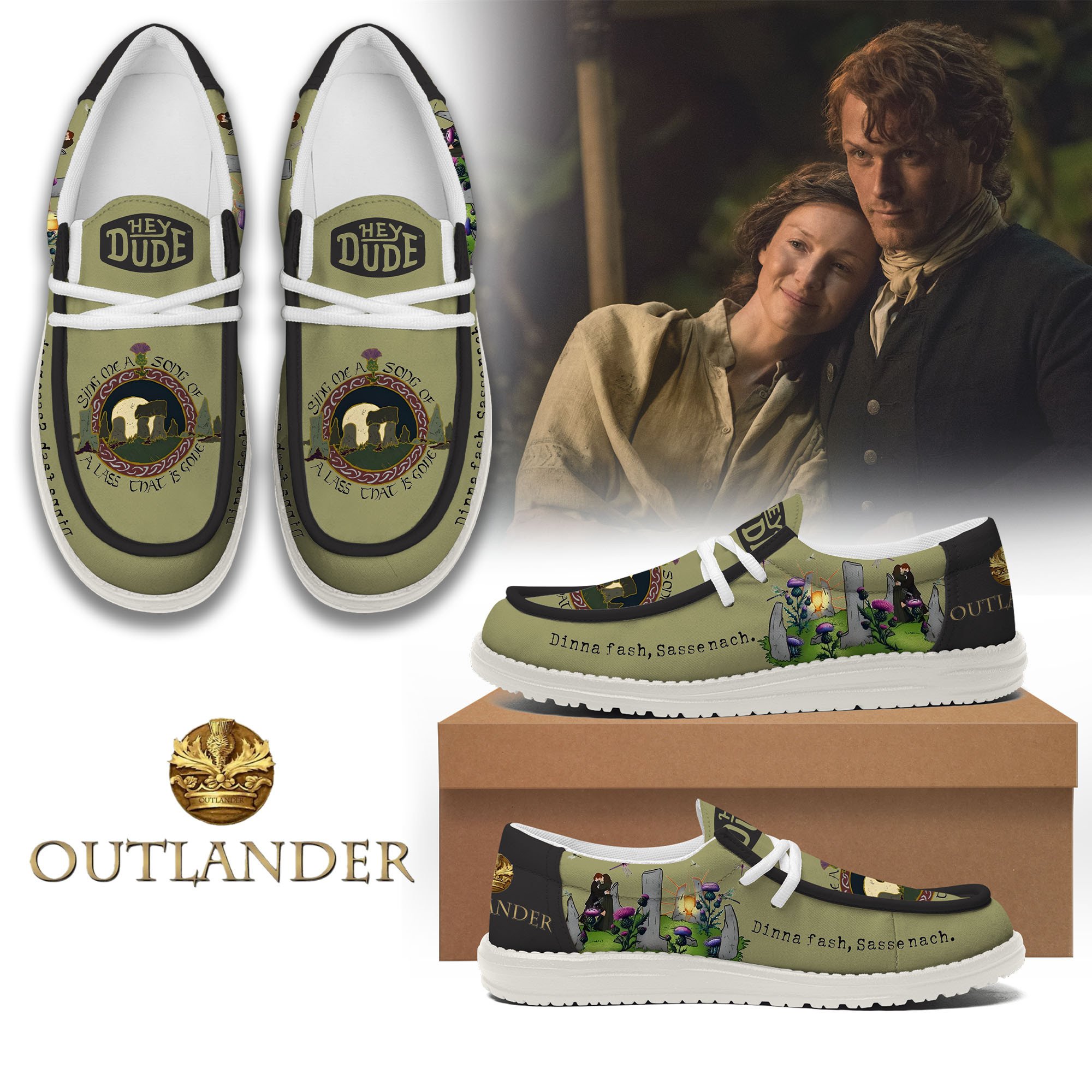 JWFancy Outlander Hey Dude Shoes Wally Men’s Lace Up Loafers Comfortable For Men And Women