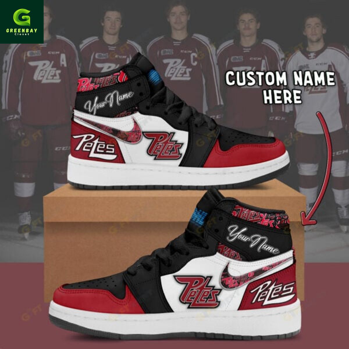 JWFancy Peterborough Petes AJ1 High Sneakers Shoes For Men And Women
