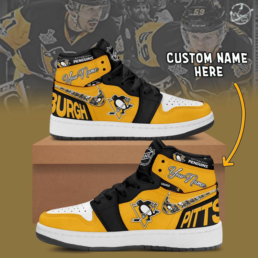JWFancy Pittsburgh Penguins AJ1 High Sneakers Shoes For Men And Women