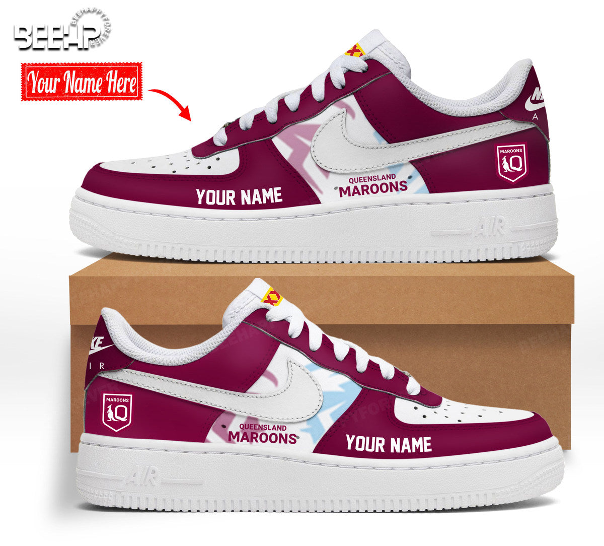JWFancy Queensland Maroons Air Low-Top Sneakers Shoes For Men And Women