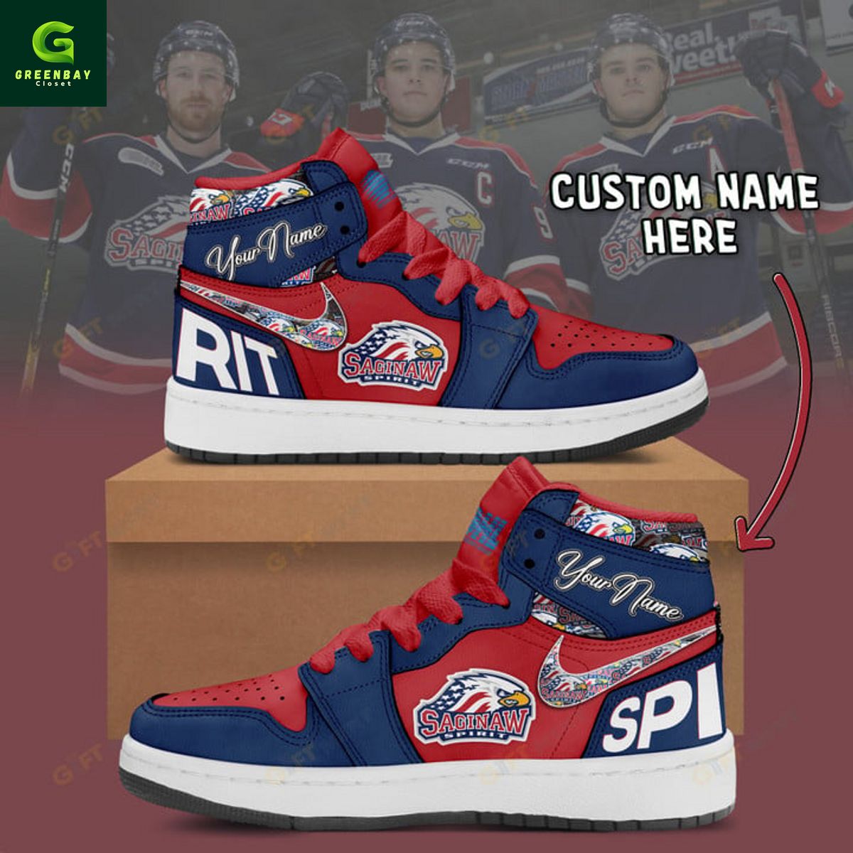 JWFancy Saginaw Spirit AJ1 High Sneakers Shoes For Men And Women